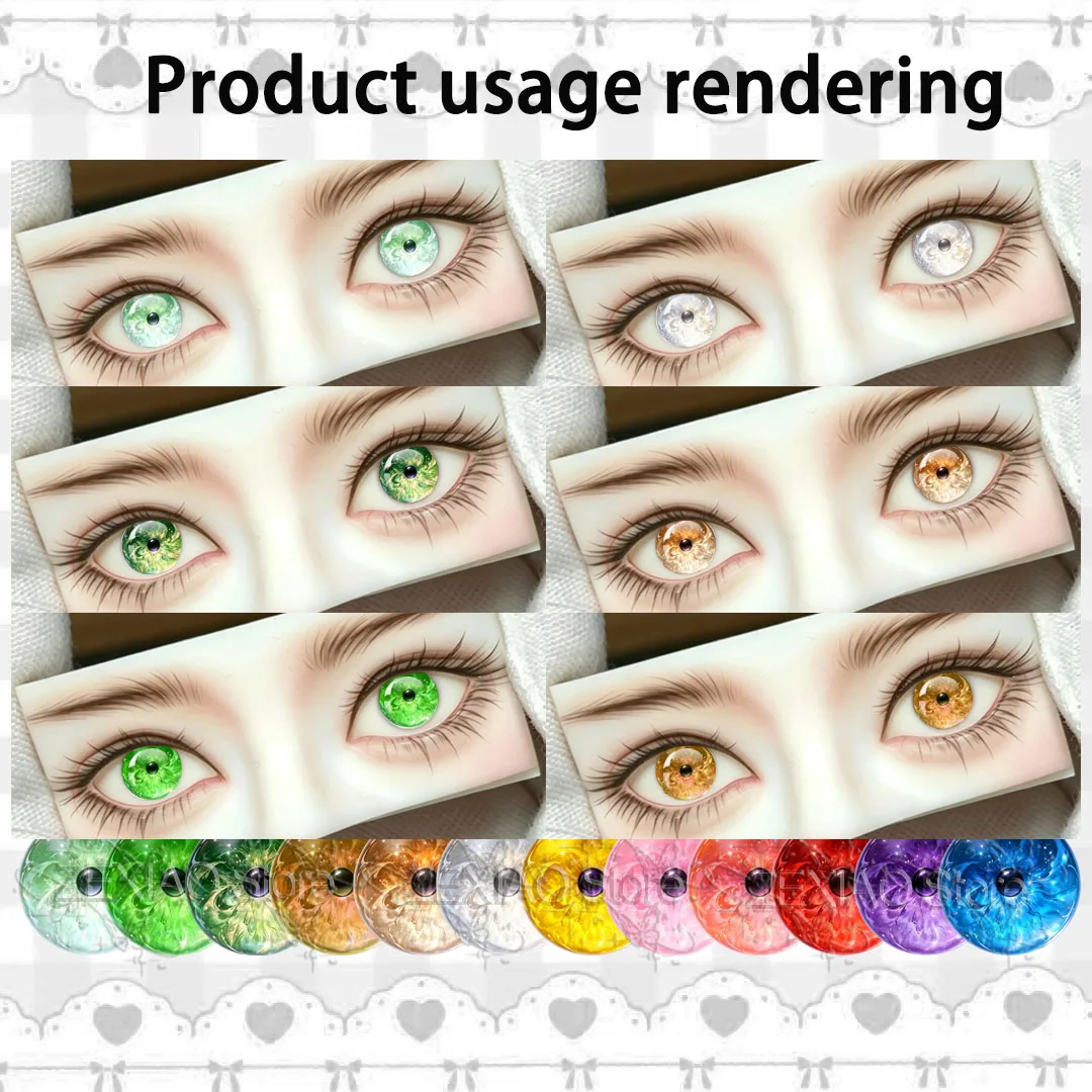 12Pcs Soft Floral Petal Iris Flower Gradient Pattern Blythe BJD Doll Eye Chips Glass Cabochon  Pupil Eyes  DIY Jewelry MS006
