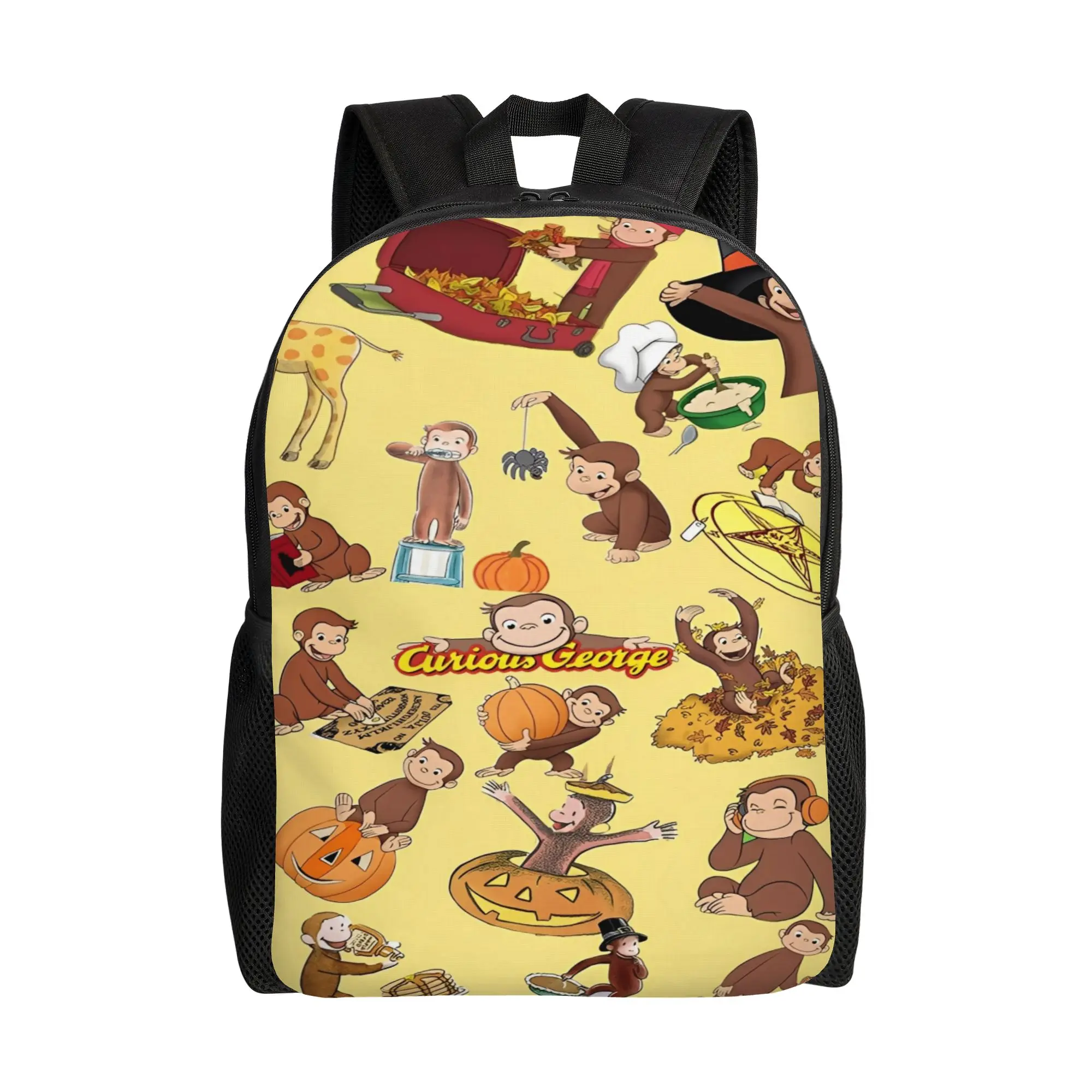 Cartoon Curious George Backpack  Fashion Backpacks Boy Girl Outdoor Style Big High School Bags Colorful Rucksack
