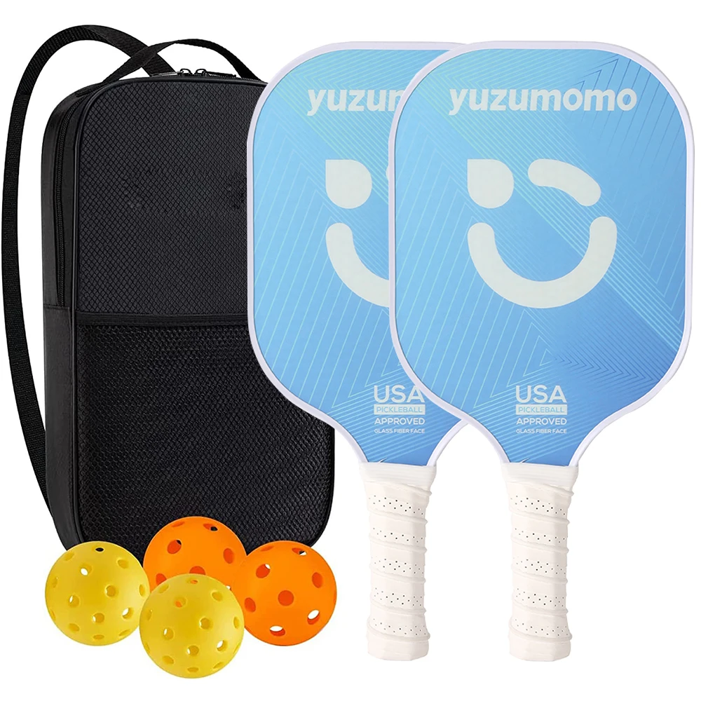 Pickleball Paddle Graphite Pickle Ball Paddles Set of 2 with 4 Pickleball Balls Carry Bag Pickleball Racquet Sets for Beginners