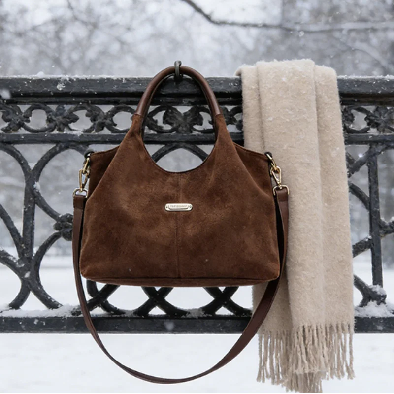 

Городская пригородная сумка, сумка-тоут из мягкой искусственной замши и сумка через плечо, большая вместимость для офиса, женская повседневная качественная сумка-мессенджер