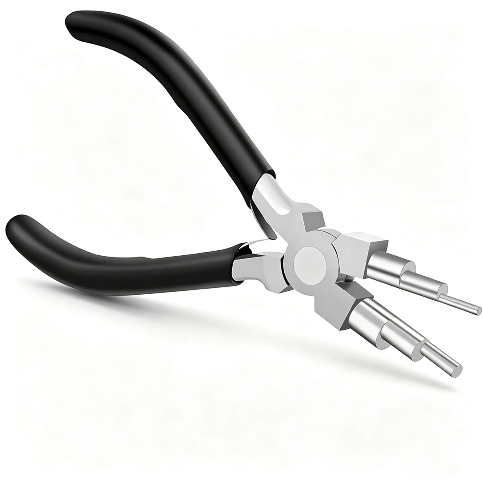 6 Step Bail Making Pliers 3-10mm, Jewelry Wire Wrapping Tool | 10mm max bail making pliers with 3-10mm round heads in 6 sizes.