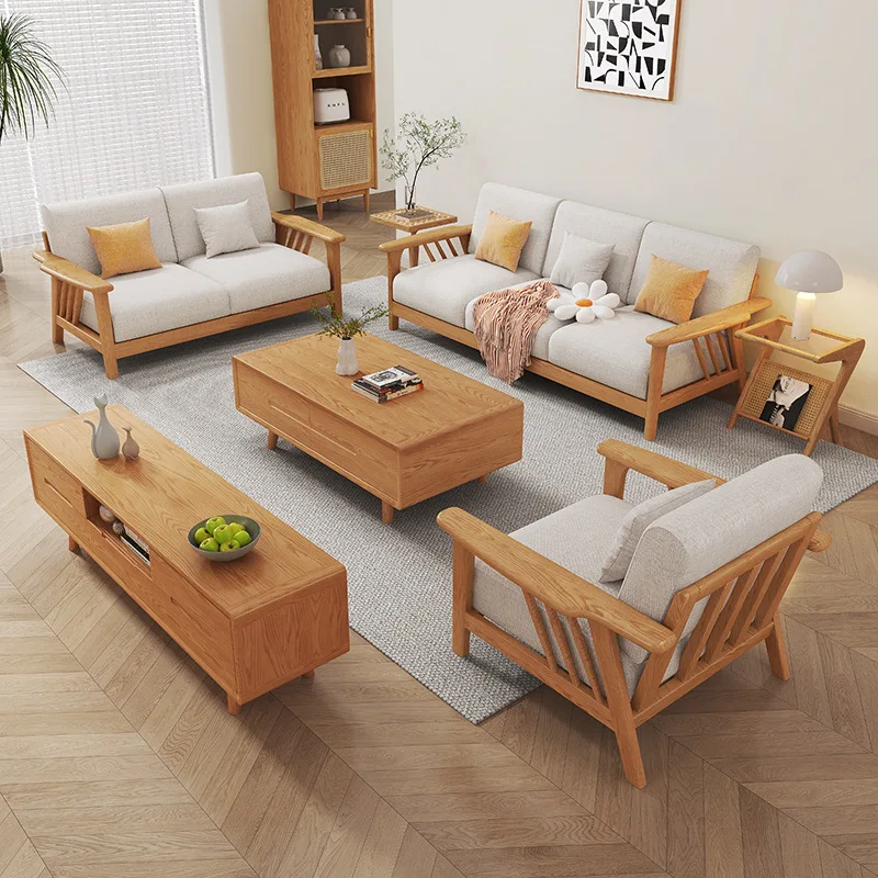 DSA solid wood sofa combination wabi-sabi wind living room modern simple small apartment furniture