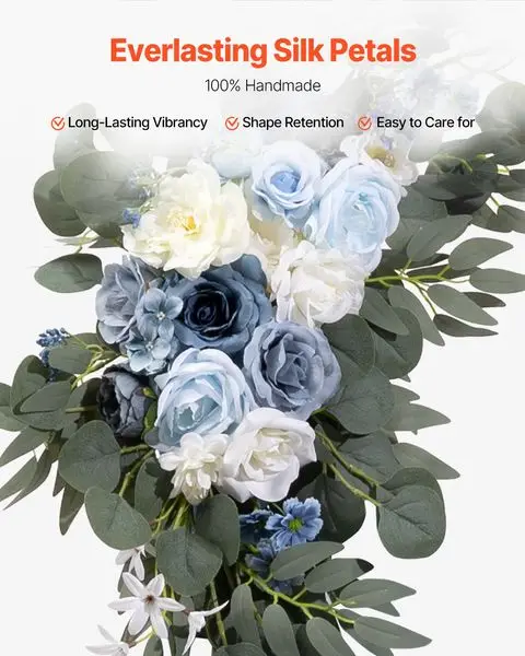 Набор искусственных свадебных цветов VEVOR (4 шт.) с драпировкой свадебной арки длиной 21 футов, дугообразными цветами для свадебной церемонии и