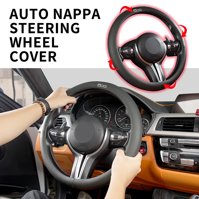 

Car interior accessories Breathable leather steering wheel cover For FIAT 500 Grande Punto Tipo Stilo UNO Astra Bravo Panda