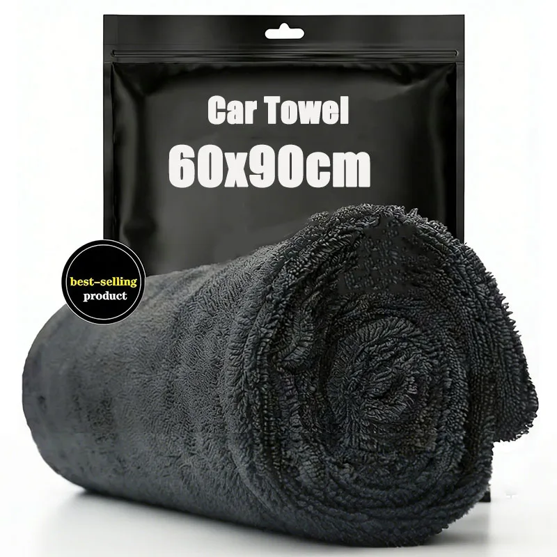 500GSM Dark Gray Car Microfiber Towel, Oversized Strong Absorbent Car Wash Cloth, High-efficiency Cleaning Wipe Cloth Car Towel