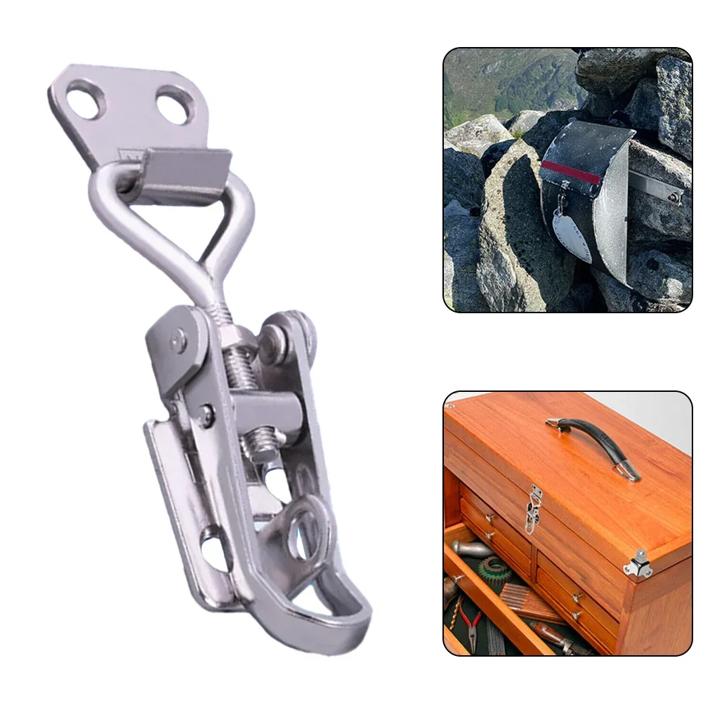 1 Pcs Lever Lock Hasp Stainless Steel Hasp Locks Latch Self-Locking Adjustable 38-50mm Hasps Heavy Duty Buckle Hardware