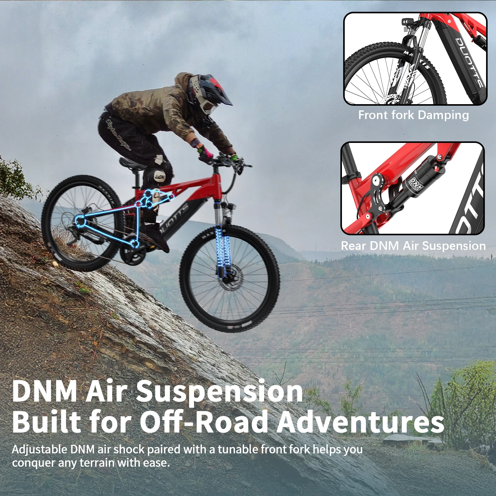 DUOTTS E29 Erwachsenen-Elektrofahrrad 250W Motor Offroad 48V 13,5AH Akku 27,5 Zoll Reifen Allterrain-Elektrofahrrad – Detail 4