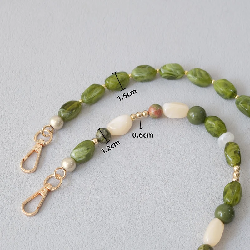 Fashion for Woman Bag Accessory Detachable Green Beaded Chains Cute Acrylic Luxury Strap Women Elegant Bag Shoulder Handle Chain