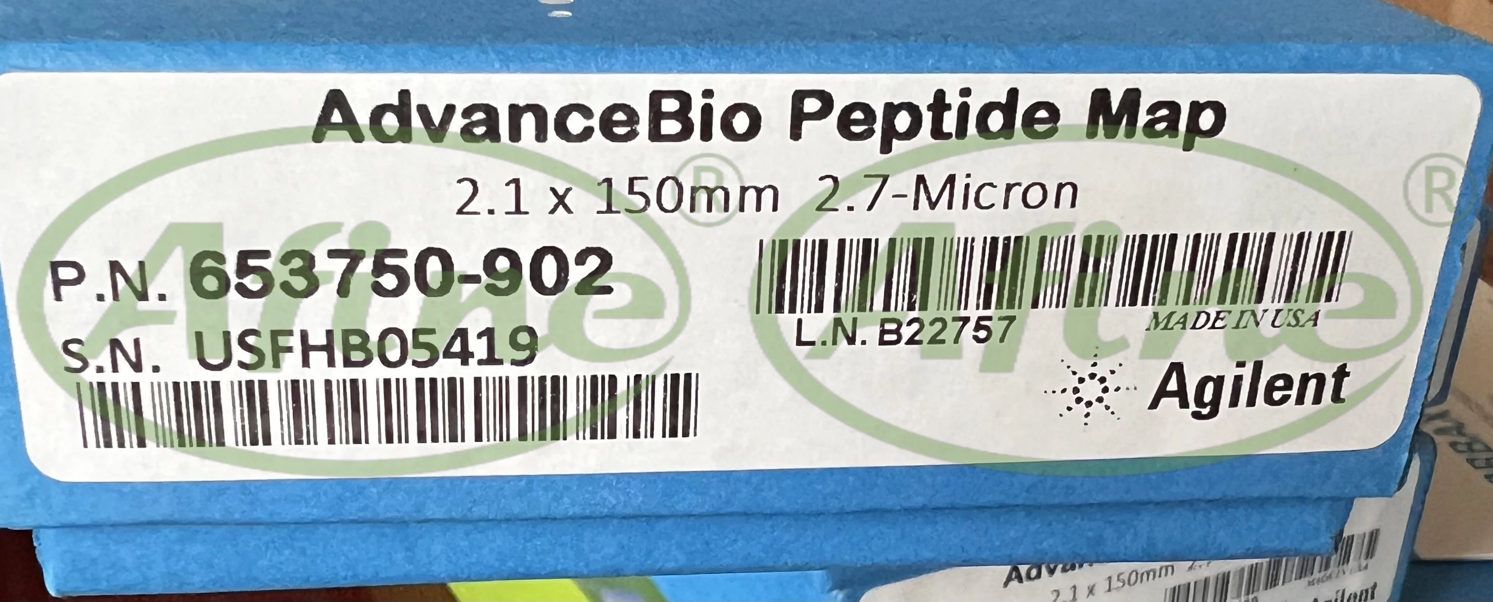 

AFINE Agilent 653750-902 AdvanceBio Peptide Mapping Column, 120 Å, 2.1 x 150 mm, 2.7 µm