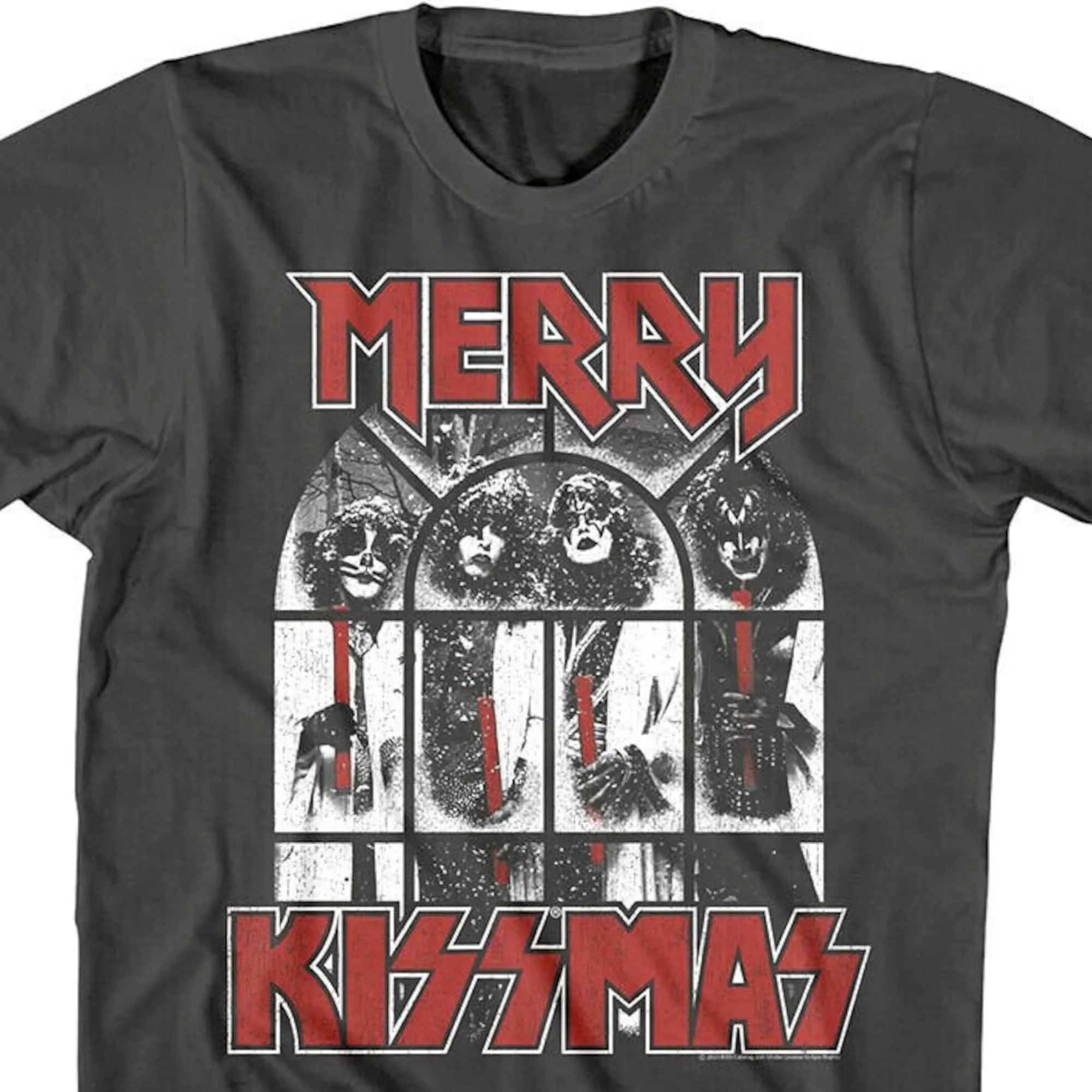 Kiss TShirt Snowy Window Merry Kissmas Candles Tees