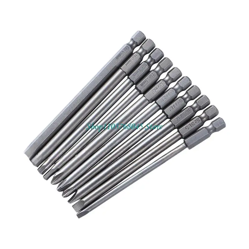 

R53F 10Pcs Screwdriver Set Batch Head Steel Slotted Screw Driver Bit Car