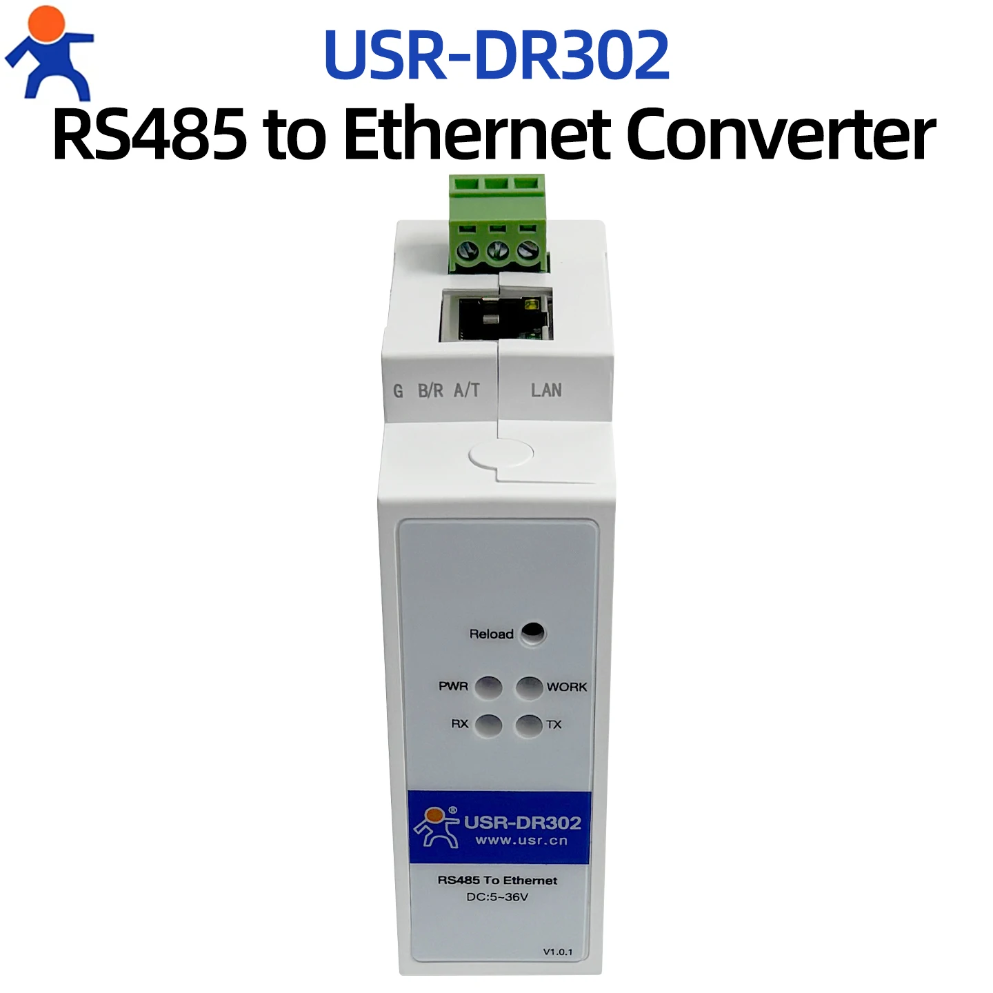 USR-DR302  rs485 To tcp ethernet Converter Server Serial IOT Device DIN-rail RJ45 Support Modbus RTU to TCP date gateway PUSR