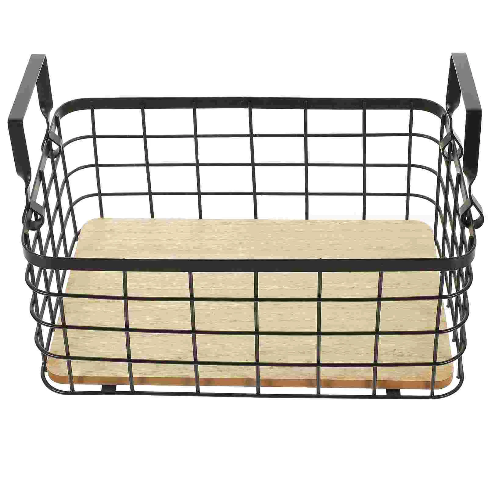 

Wire Shelf Rack Wrought Iron Storage Basket Counter Tray Rectangle Small Baskets for Organizing