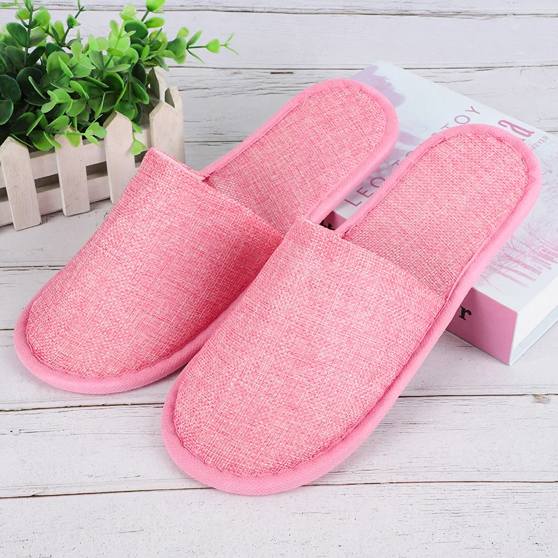 1Pairs Hotel Slippers Men Women Travel Disposable Slippers SPA Guest Shoes Non-slip Soft Non-slip Slides Household Indoor