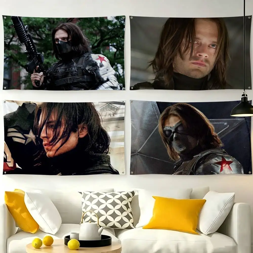 Bucky Barnes Winter Soldier   Flag Suitable For Party Club Outdoor Interior Wall Decoration Banner Fans Gift