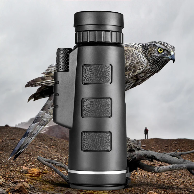 Telescope Monocular 40X60 Zoom Monocular Binoculars Clear Weak Night Vision Pocket Telescope with SmartPhone Holder for Camping