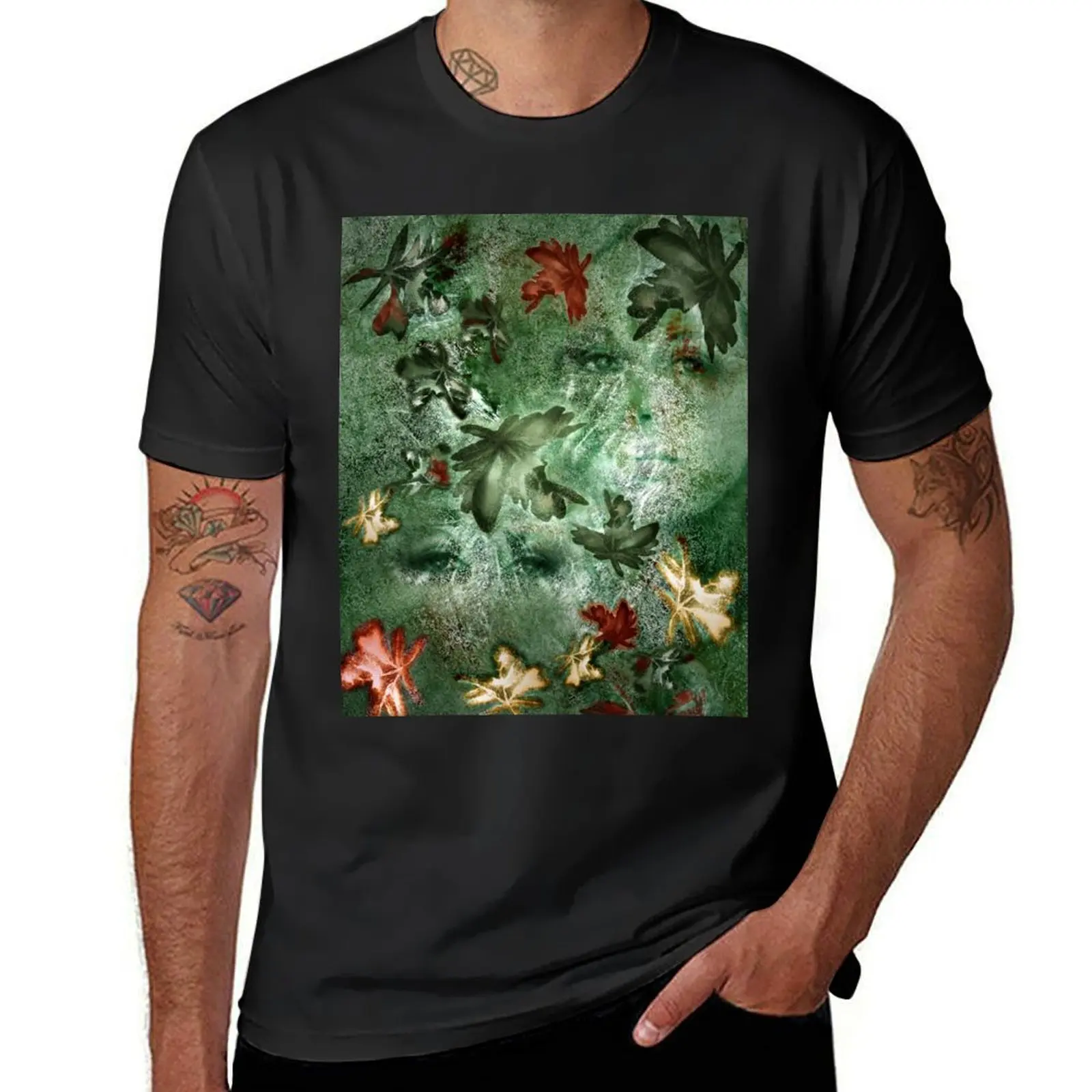 The Eyes of Fall - Image and Poem T-Shirt funnys summer clothes cute clothes Men's cotton t-shirt