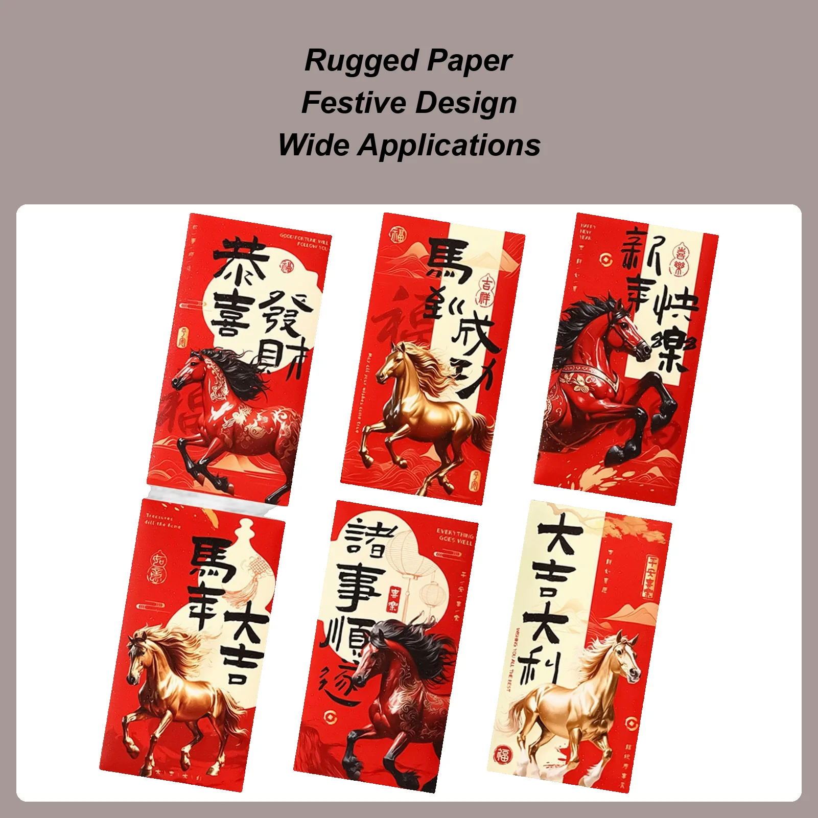 Buste rosse 6 pezzi Tasca natalizia Bomboniera Anno del cavallo Pacchetti rossi 2026 per la festa di compleanno, la celebrazione del matrimonio