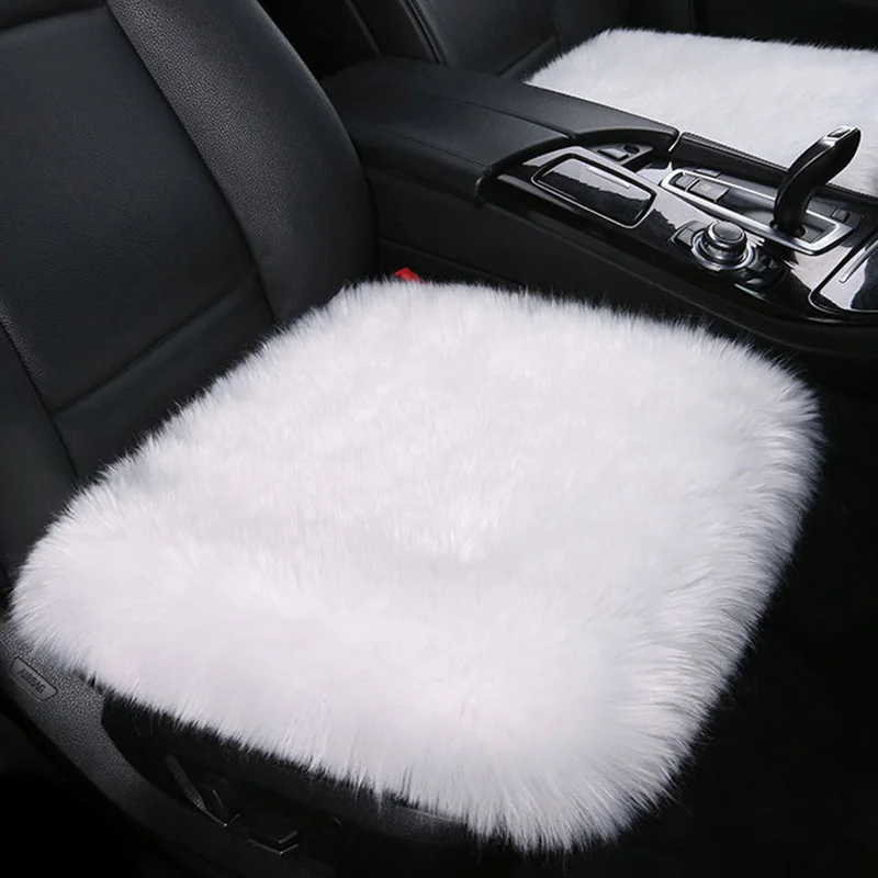 Winter Warm Car Seat Cover Fluffy Car Seat Cushion For Women Front Chair Mat Long Plush Fur Auto Interior Accessories Truck Suv