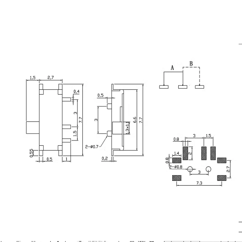 20PCS 7 Pin Mini Slide Switch On-OFF 2Position Micro Slide Toggle Switch 1P2T H=1.5MM Miniature Horizontal Slide Switch SMD SMT