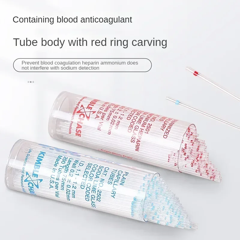 Kimble Laboratory Glass Capillary Tubes Dispensing Capillary Tubes with Anticoagulant Red  Blue