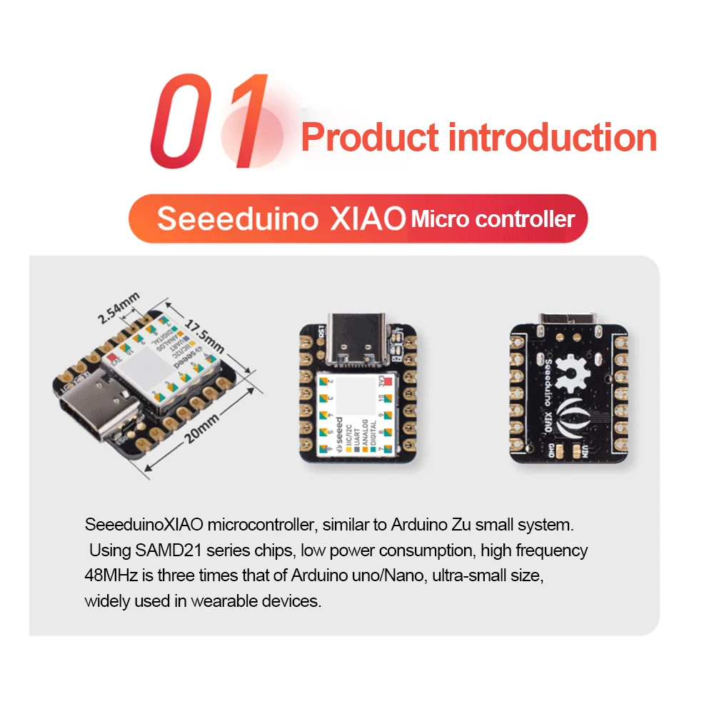 1-10Pcs Type-C Seeeduino XIAO SAMD21 Development Board Microcontroller For Arduino Nano Cortex M0+ 3.3V IIC I2C UART SPI