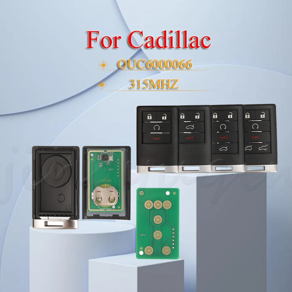 

Jingyuqin дистанционный умный автомобильный ключ fccid: OUC6000066 315 МГц 4,5,6 кнопок для Cadillac Escalade EXT ESV 2007-2014 прочный без логотипа