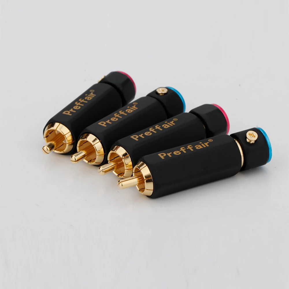 

4/8pcs Gold Plated RCA Plug Self Lock Collect Solder A/V Connectors for Hifi audio RCA cable single wire connector plug