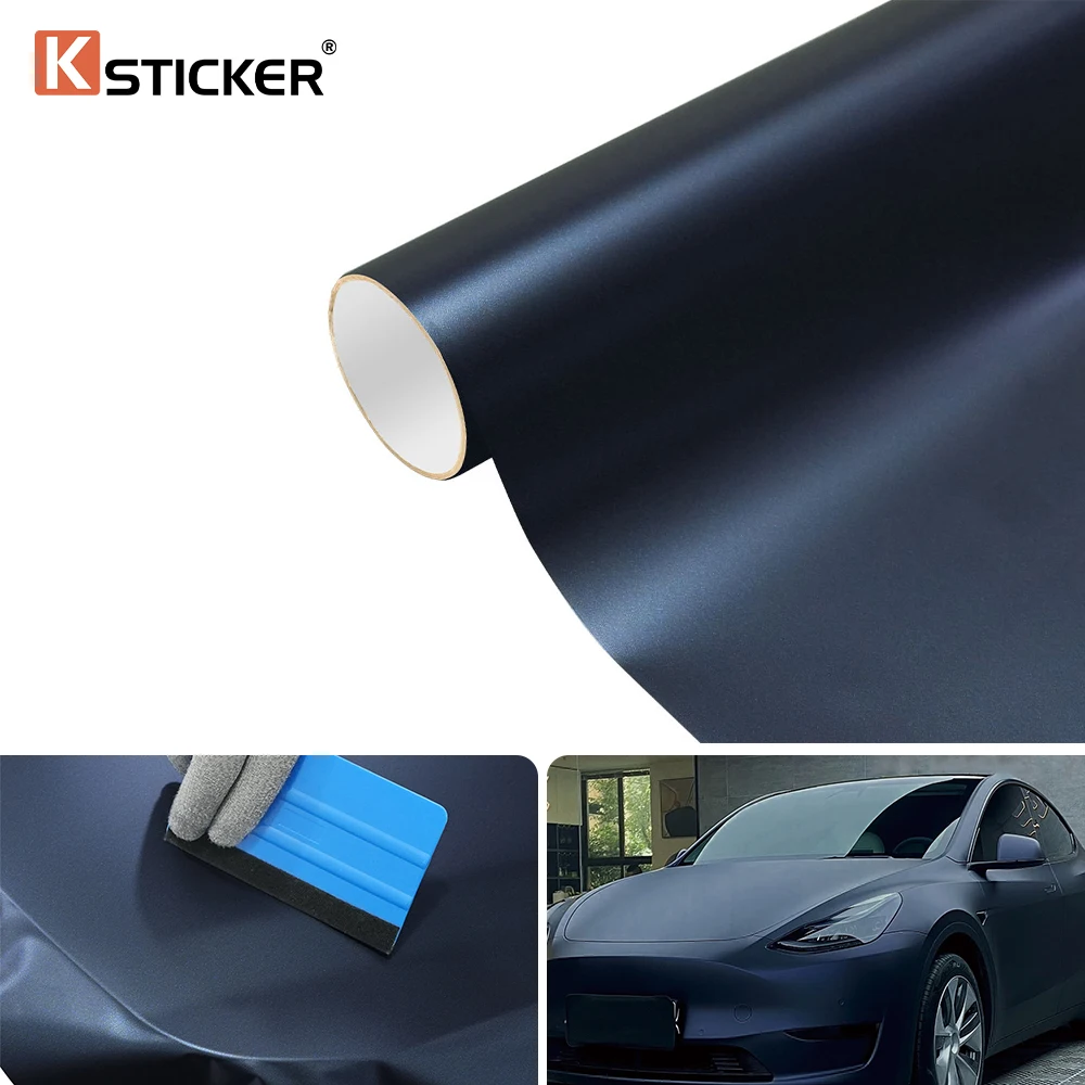 

Car Wrap Vinyl Film PET Matte Black Blue Scratch-Resistant Cover Auto Full Partial Body Motorcycle Vehicle Color Modified Para