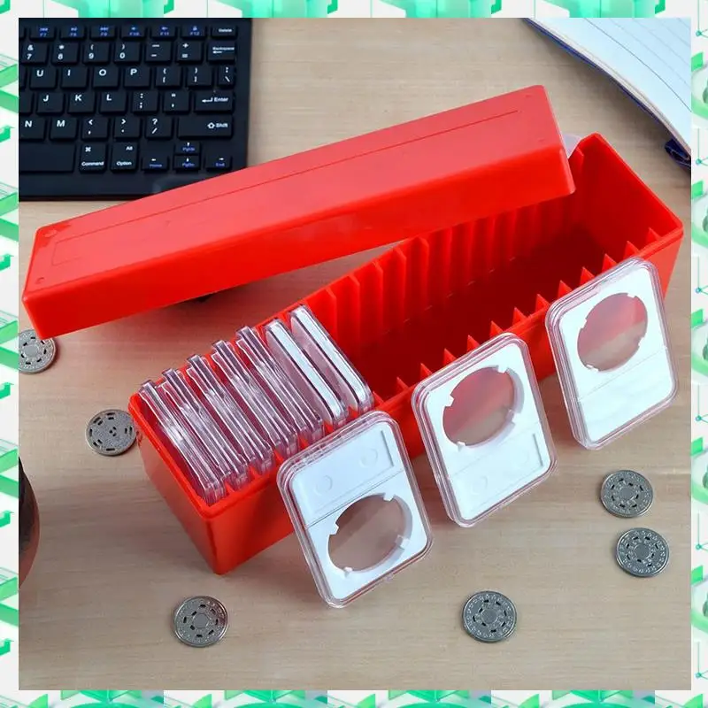 3C Electron 2Pcs Plastic Coin Box Coin Identification Box Storage Box Compatible With 20 Slab Coin Holders, For Collectors Coin