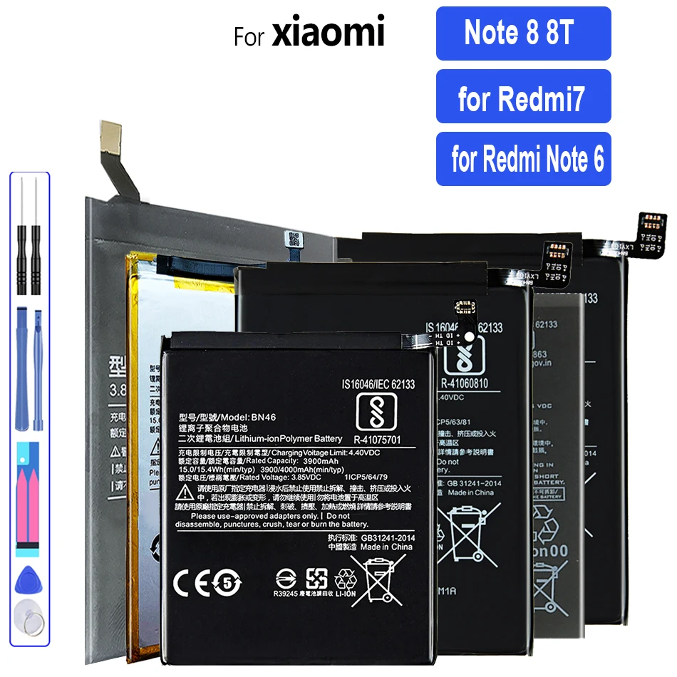 4000mAh BN46 Battery For Xiaomi Redmi Note 6 8 8T 7 Bateria + Free tool