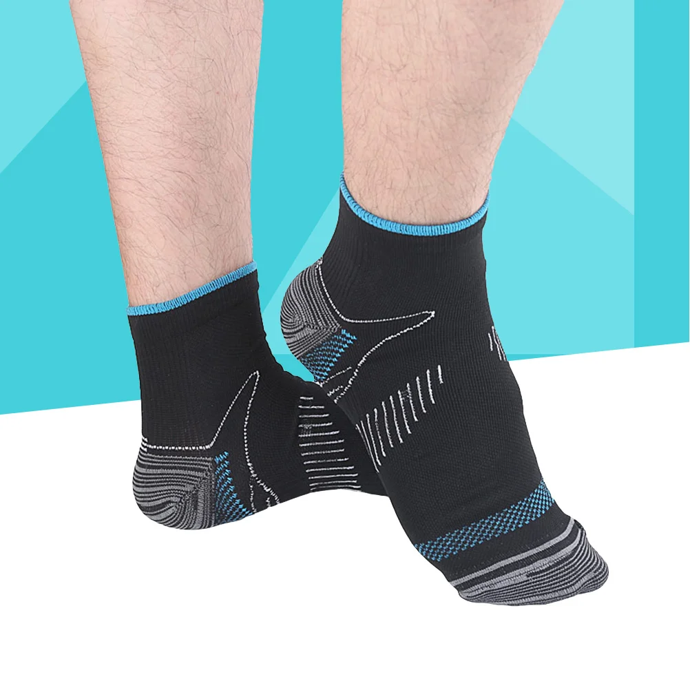 1 زوج جوارب الطيران الرجال ضغط تنفس العرق ماصة المضادة للانزلاق جوارب رياضية لينة مرنة مريحة حجم L حافة زرقاء