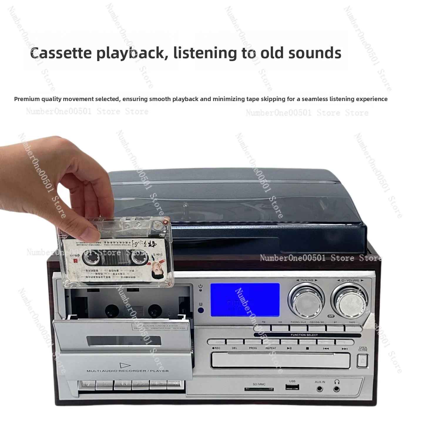 Multifunctional 10-in-1 Vinyl Record Player Gramophone CD Player Nostalgic Tape Player FM Radio Home Ornament