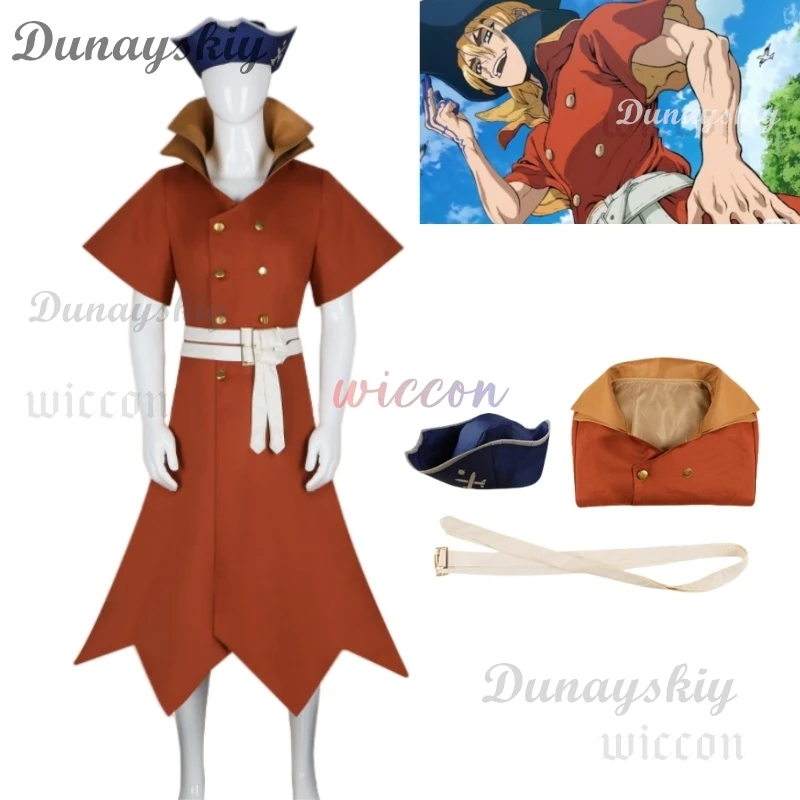 

STONE Nanami Ryusui Cosplay Costume Hat Belt Outfits Anime Dr Cosplay Halloween Carnival Party Role Play Uniform for Men