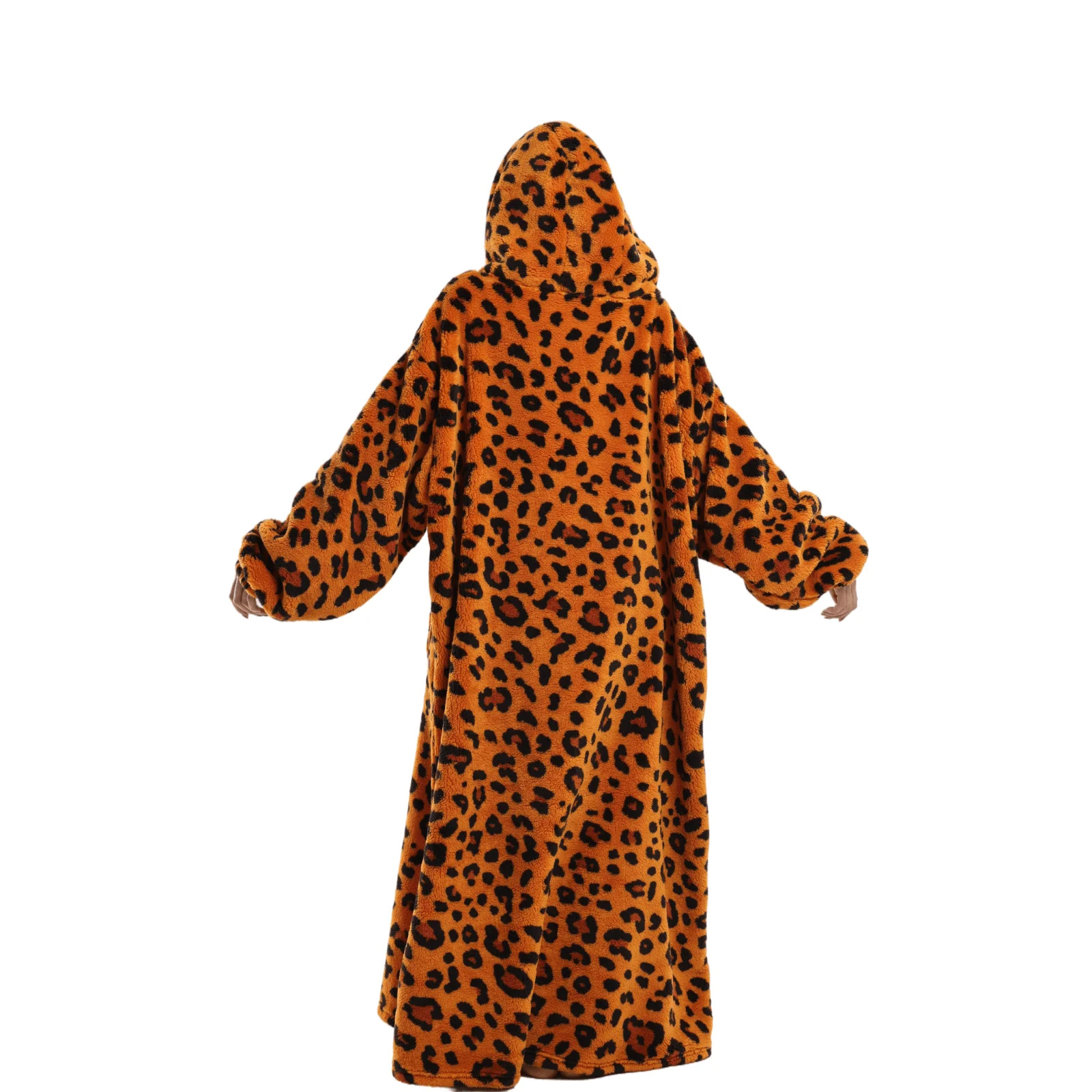 Solid  Autumn Winter Lazy Blanket TV Blanket Cold-Proof Hooded Loungewear Long Sleeve Thickened Hooded Bathrobe Loungewear