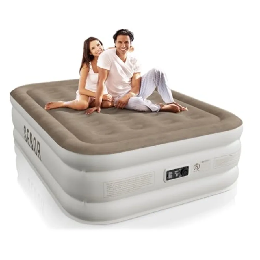 Air Mattress for Guests, Camping, Travel with Built-in Pump, PVC Material, Gray, Self-Inflating in 2 Minutes Ultra-Durable