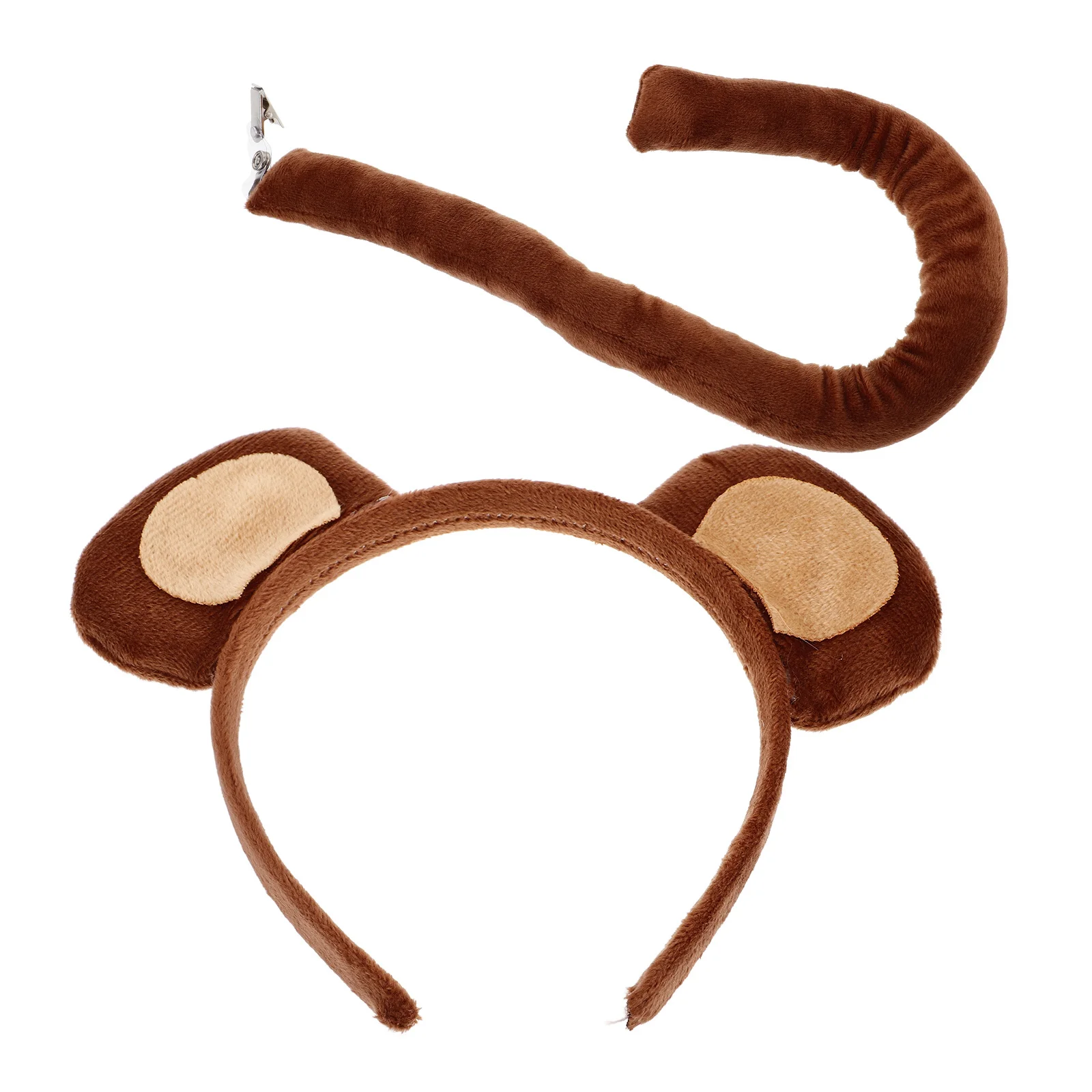 1 セット猿の耳と尻尾のコスチュームセット柔らかい布素材のロールプレイアクセサリーハロウィーンパーティーファンシードレスコスプレイベント用