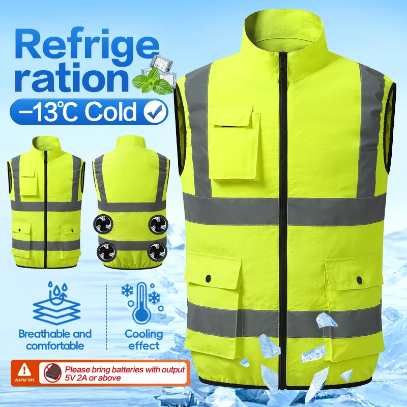 Summer Air Conditioning Suits - Men's and Women's Vests with Fan Back Pieces - Construction Site Safety Suits - Reflective Air C