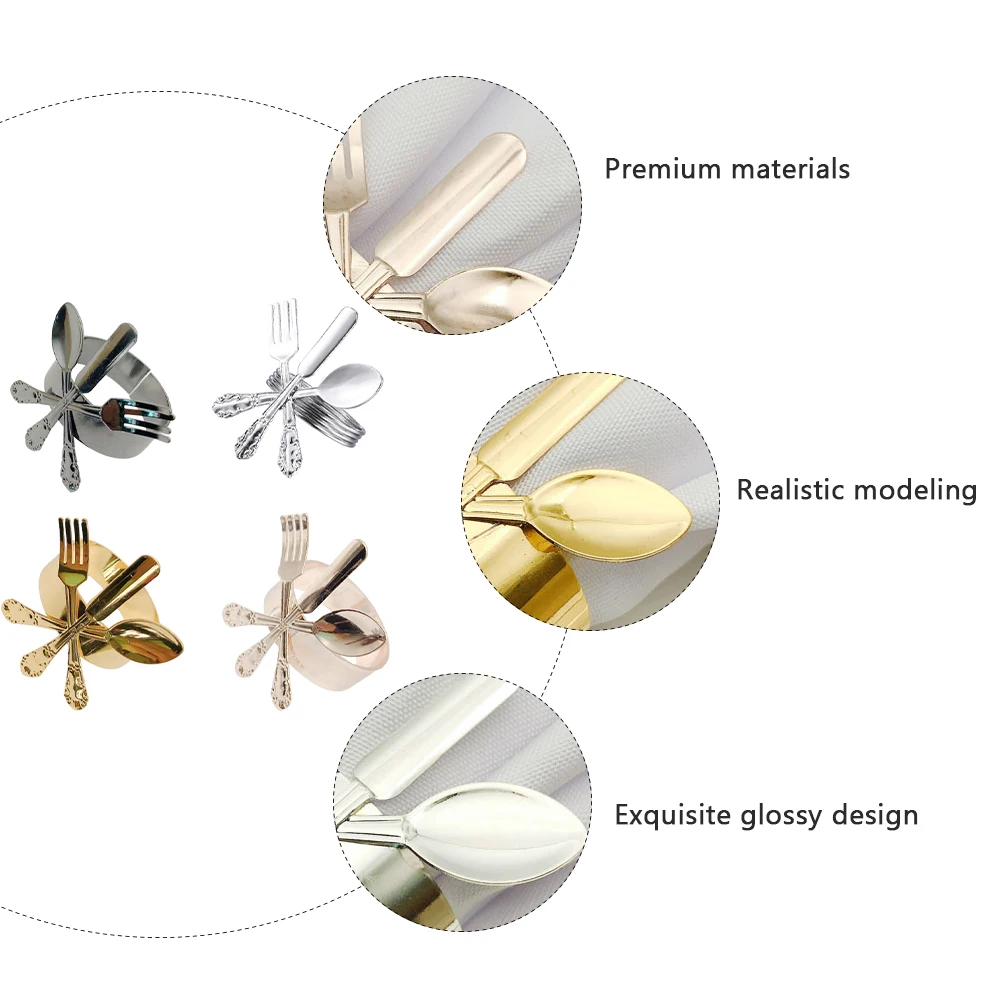 

4Pcs Napkin Buckle Glossy Metal Napkin Rings Decorative Table Accessory for Holiday Dinner Wedding Celebration
