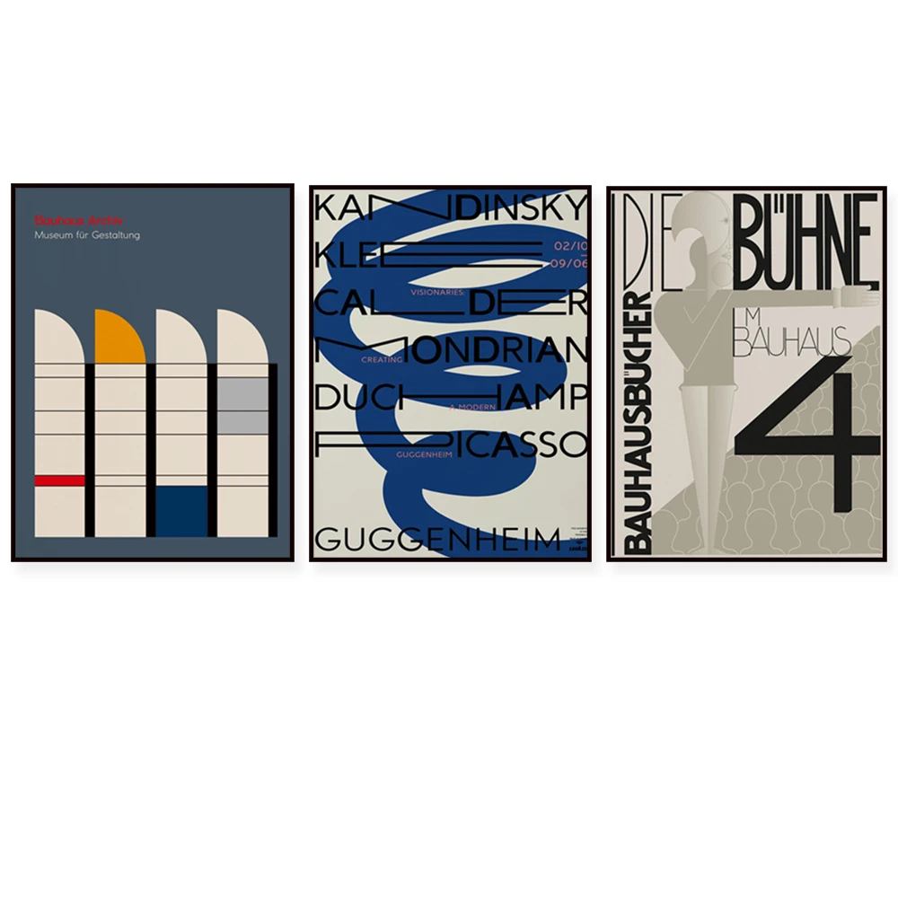 

Poster of Bauhaus Art Graphic Design Exhibition, modern Scandinavian minimalist abstract line typography geometric decoration, a