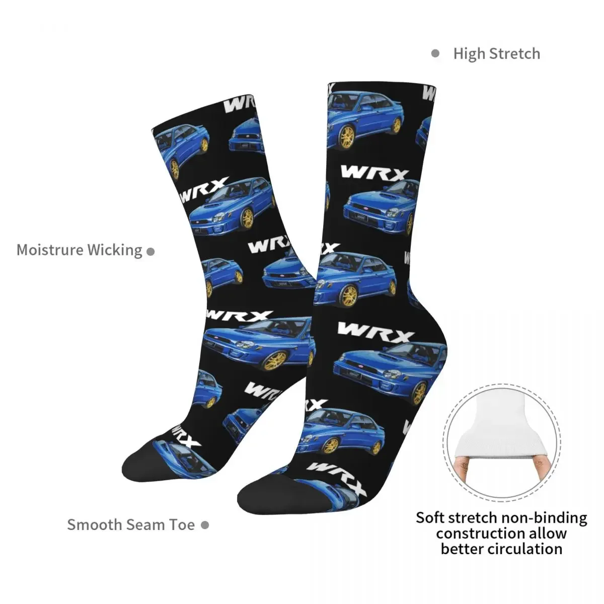 JDM WRX GDB Bugeye RALLY BLUE Socks Harajuku Super Soft Stockings All Season Long Socks for Man's Woman's Birthday Present