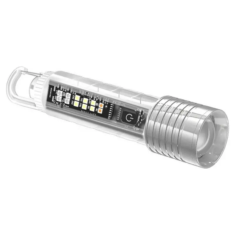 SYW-USB Rechargeable Work Light Super Bright Transparent LED Flashlight Zoom Camping Torch With Hook Magnet Pocket Lantern