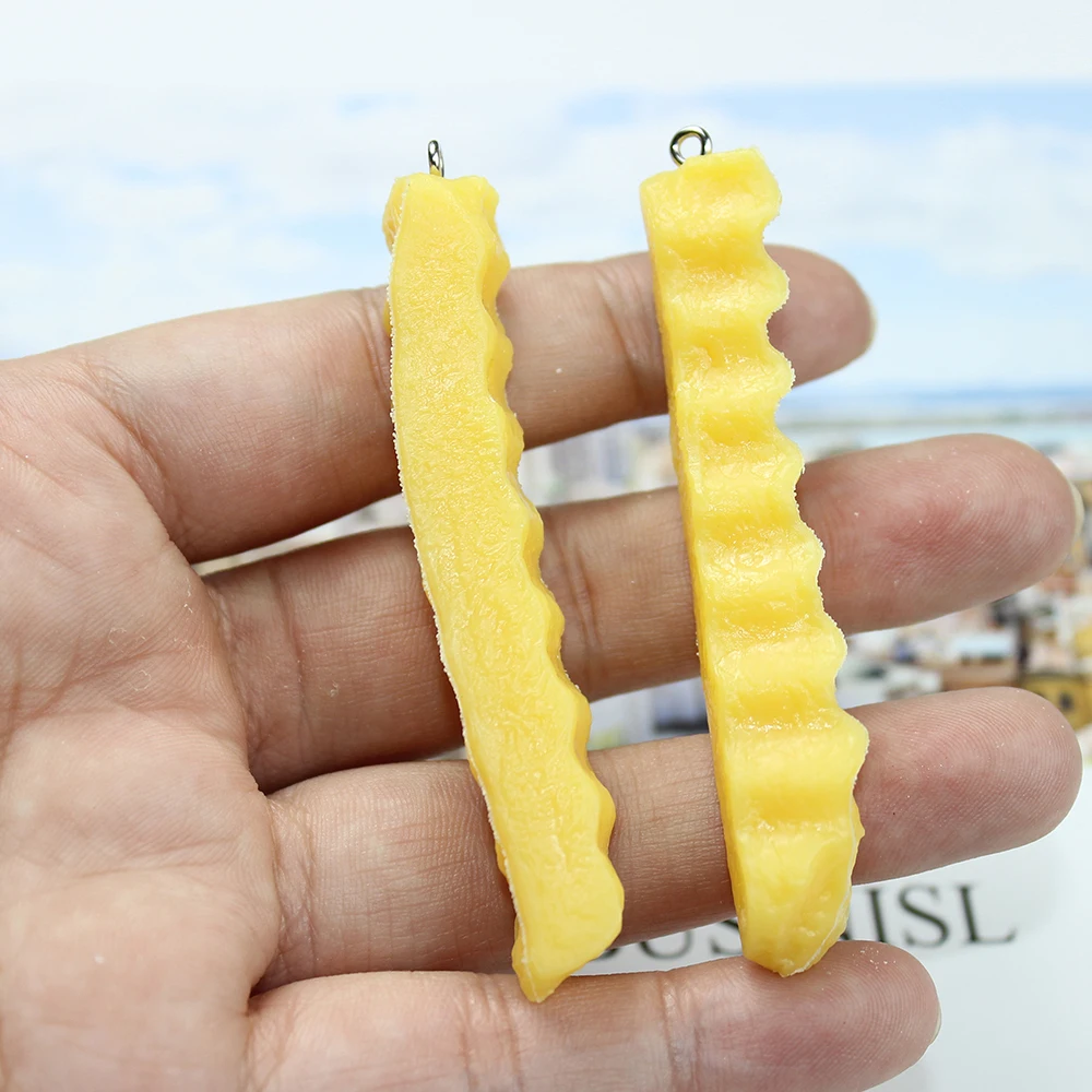 10Pcs/Lot Food Charm Pvc Simulation French Fries Fries Pendant For Earring KeyChain Diy Jewelry Making Findding