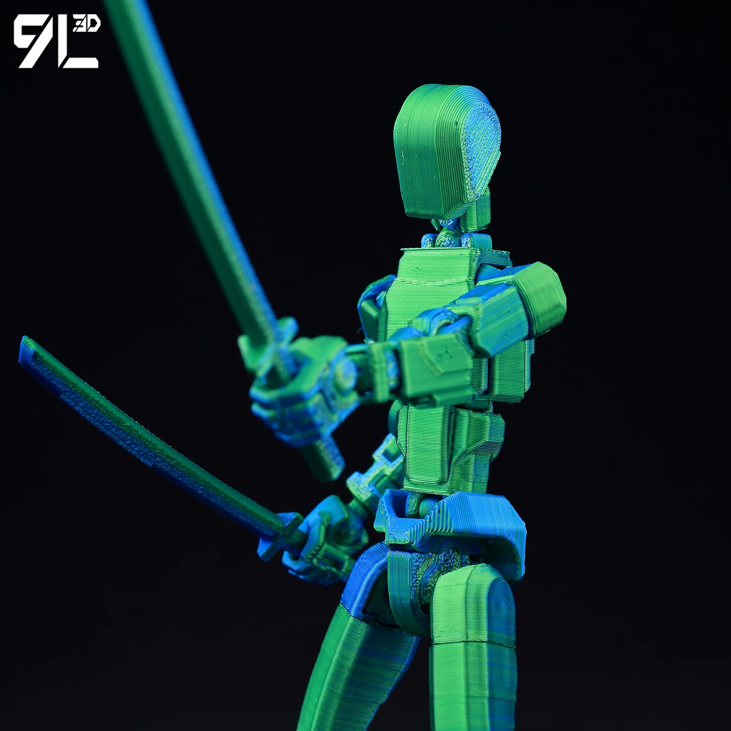 Maniquí de guerrero verde degradado, figura poseable 13 13 articulaciones para detener el movimiento, maniquí de artista impreso en 3D, herramienta de boceto de modelo DIY