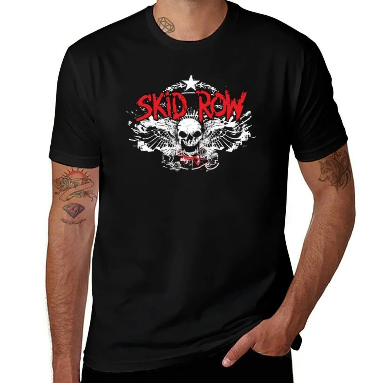 

Skid Row SkullWIngs Logo T-Shirt t shirt man casual cotton t shirt pack man t shirt luxury T-Shirt