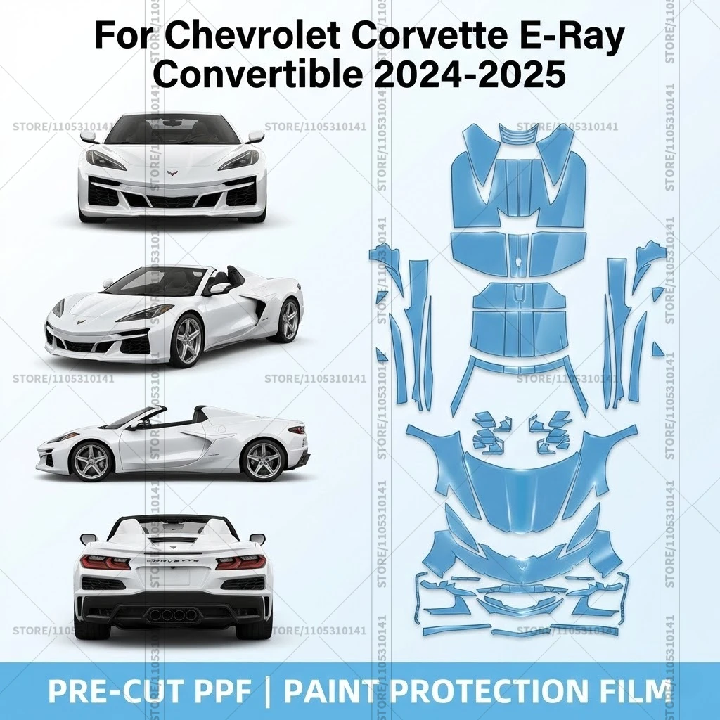 

For Chevrolet Corvette E-Ray Convertible 2024-2025 Pre-Cut Paint Protection Film PPF Transparent Car Film Automotive PPF
