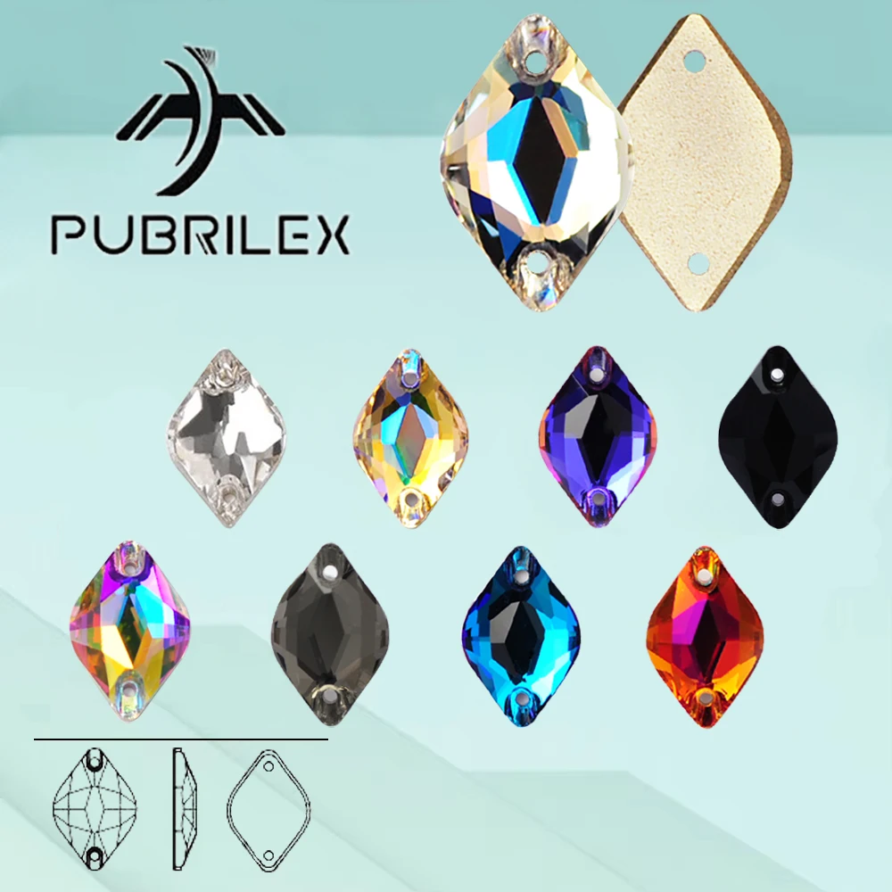 PUBRILEX Lemon Glass DIY Accessories Sew On Rhinestones Colorful Flat Edges With Chamfers Crystal Home Crafts Decorations Stones