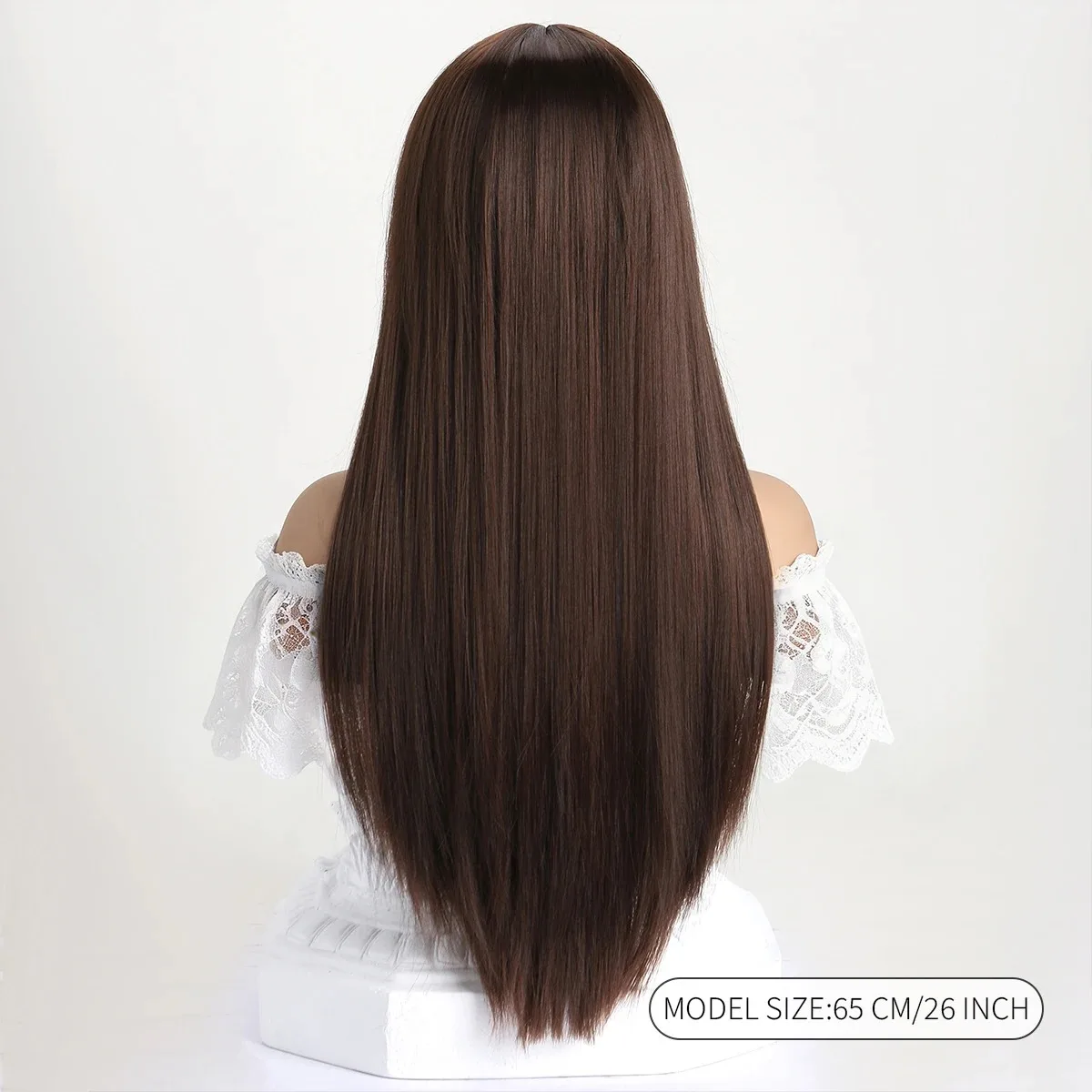 26-Inch Synthetic Wig Long Straight Hair Halloween Wig Cosplay Wig Role-Playing Party Wig High-Temperature Hairnet