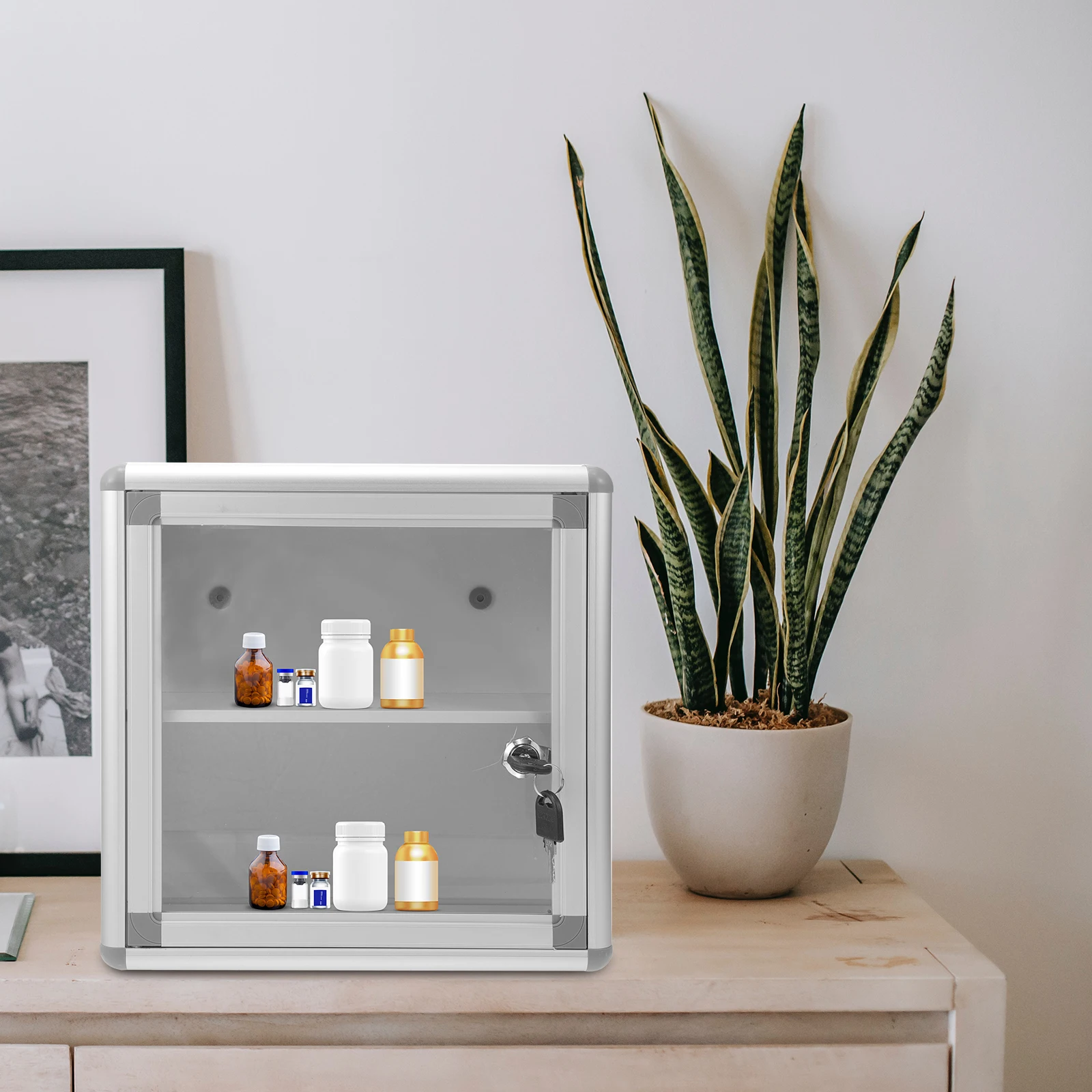 First Aid Kit Medicine Box Lockable Storage for Home Car Travel Durable Aluminum Suitable Medication Pill Organizer Wall