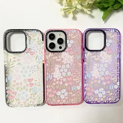 Ins Wash painting Flower Clear Case For Iphone 11 14 15 Pro Max Silicone Soft 12 13 Mini 7 8 Plus X XR XS Max Shockproof Cover